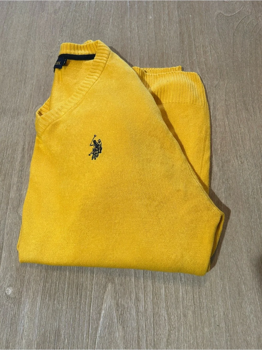 U.S. Polo Assn. Men's V-Neck Knit Pullover Sweater - Mustard Size XL